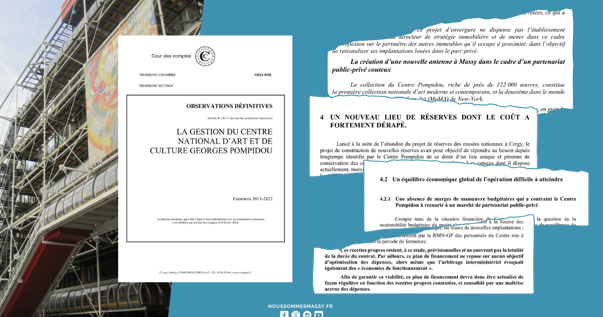La Cour des Comptes confirme les dérives financières du projet des archives du Centre Pompidou à Massy